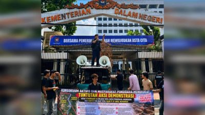 Konsorsium Aktivis dan Masyarakat Pondidaha Gelar Demo di Kemendagri, Desak Penyelesaian Sengketa Tapal Batas